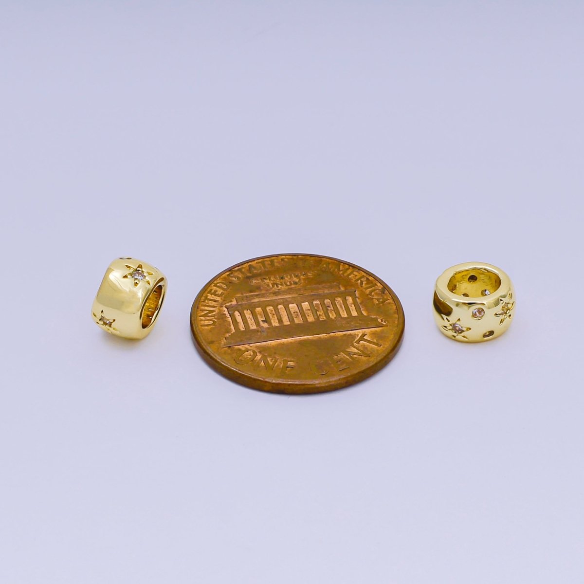24K Gold Filled Micro Paved CZ Celestial Star Bead Spacer | B-038