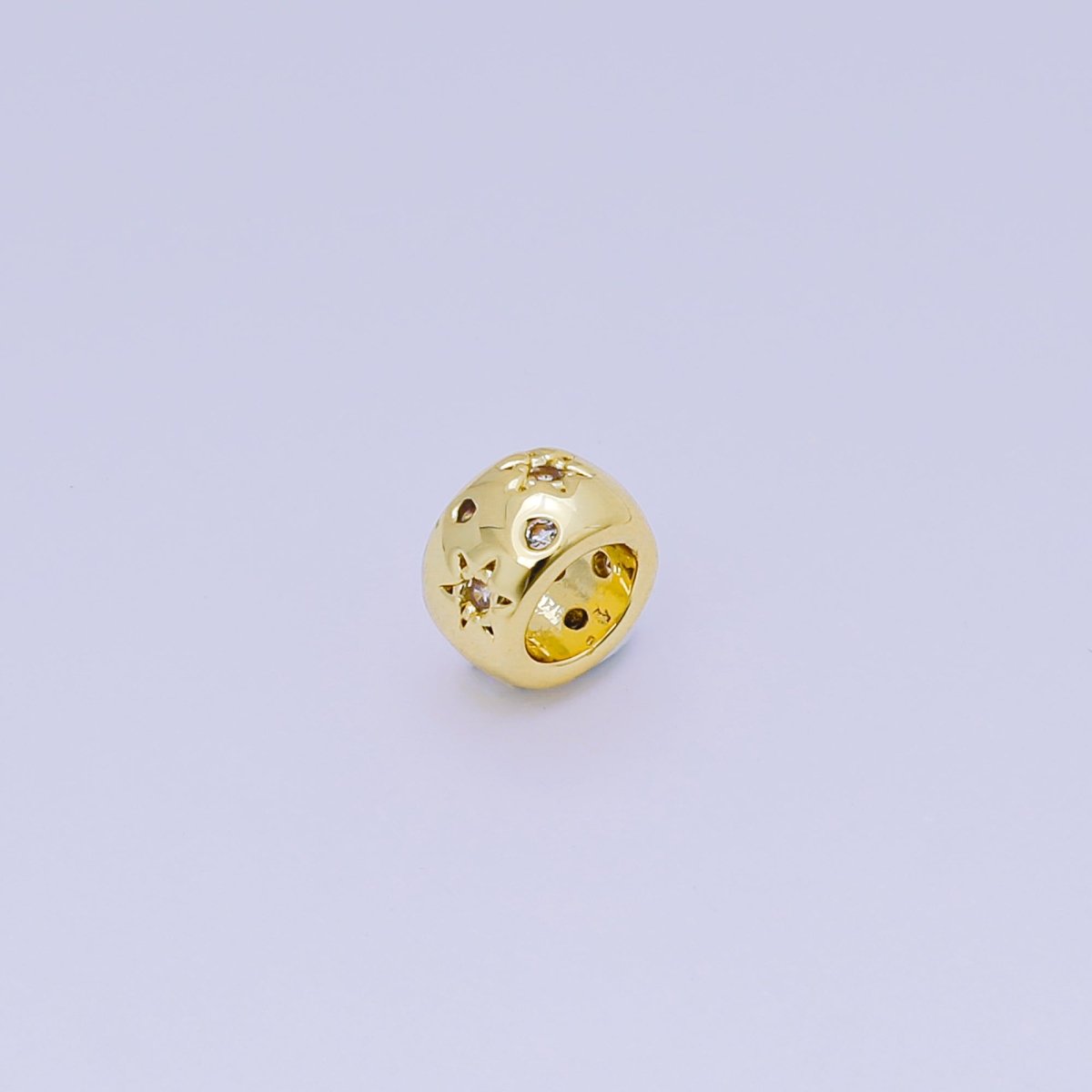 24K Gold Filled Micro Paved CZ Celestial Star Bead Spacer | B-038
