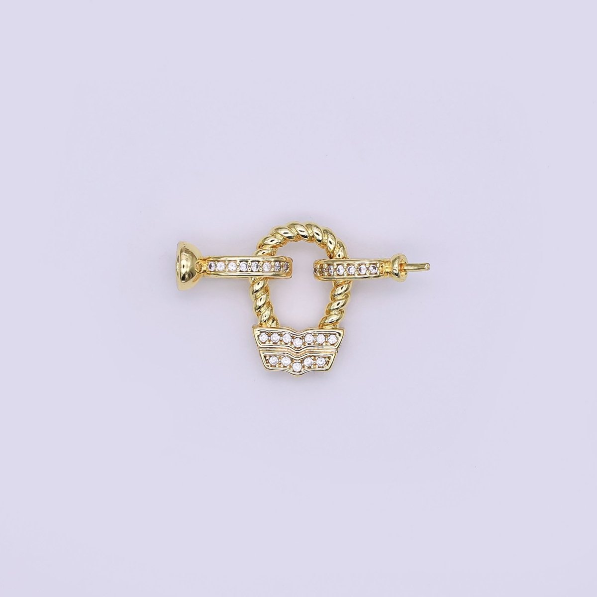 24K Gold Filled Micro Paved CZ Croissant Needle Bead Clasps Closure Findings Set in Gold & Silver | Z1265