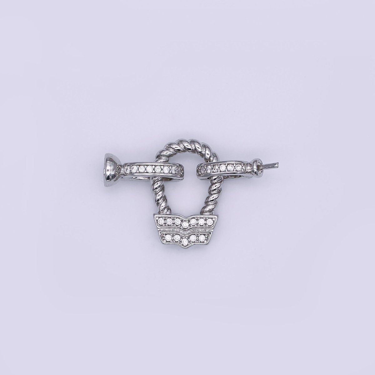 24K Gold Filled Micro Paved CZ Croissant Needle Bead Clasps Closure Findings Set in Gold & Silver | Z1265