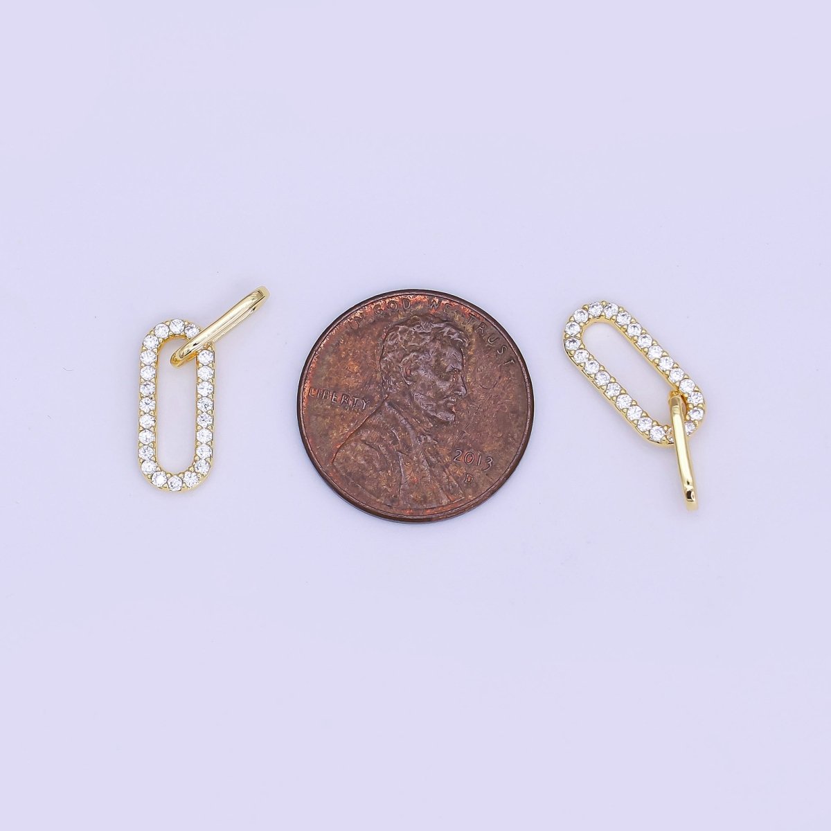 24K Gold Filled Micro Paved CZ Double Paperclip Link Connector Finding | Z1120