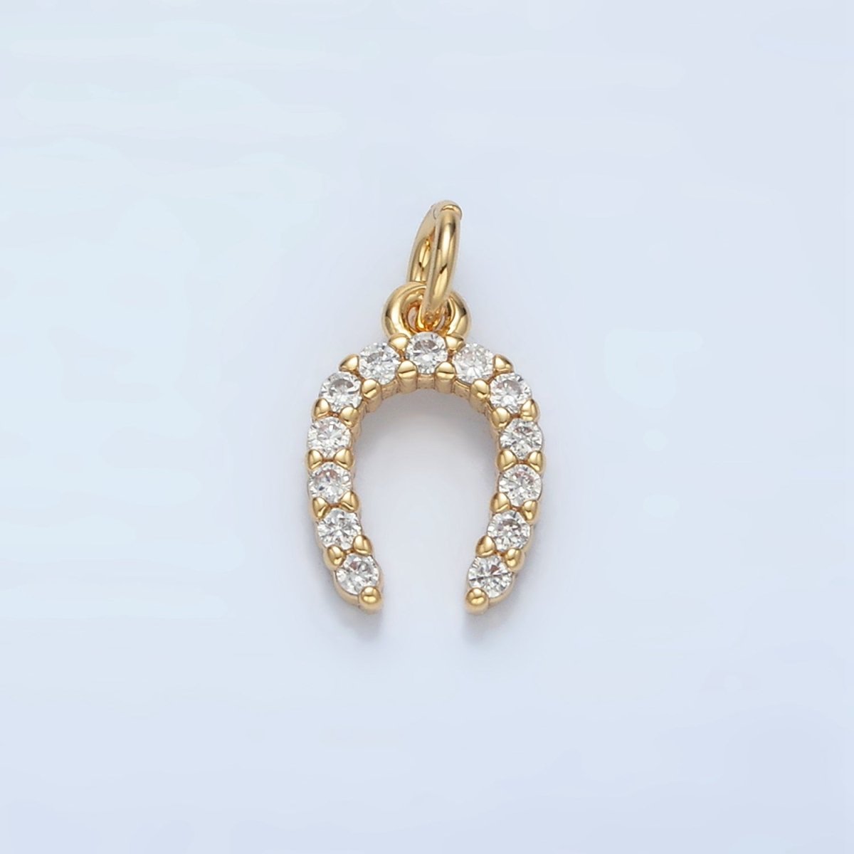 24K Gold Filled 10.5mm Micro Paved CZ Horseshoe Mini Charm in Gold & Silver | X591