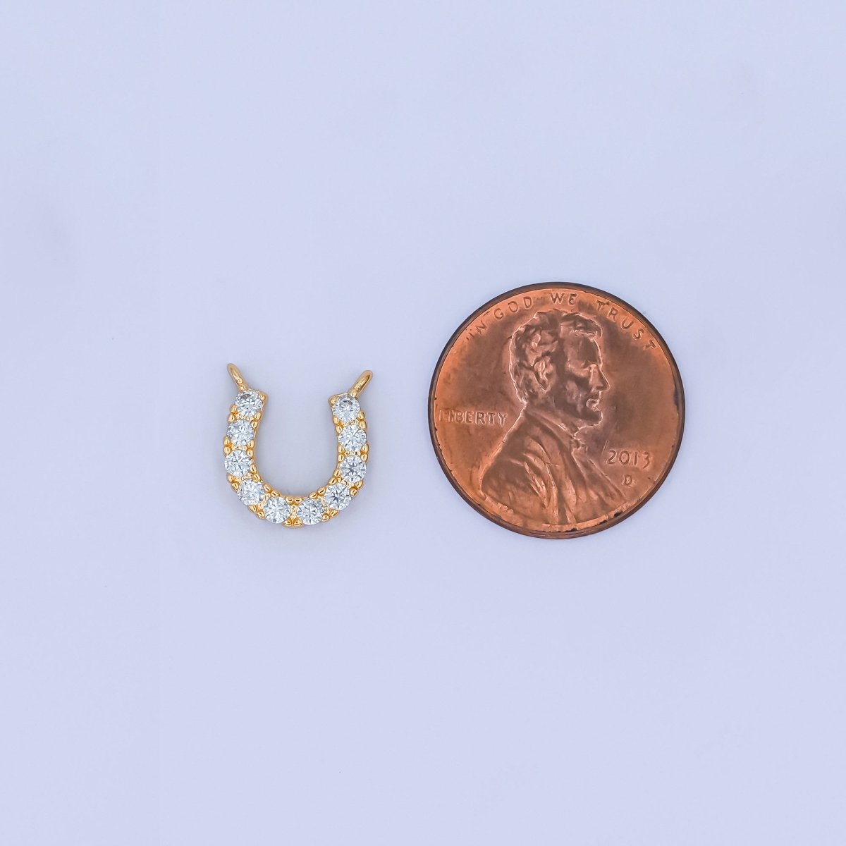 24K Gold Filled 12mm Micro Paved CZ Horseshoe Mini Connector in Gold & Silver | Y010 Y023
