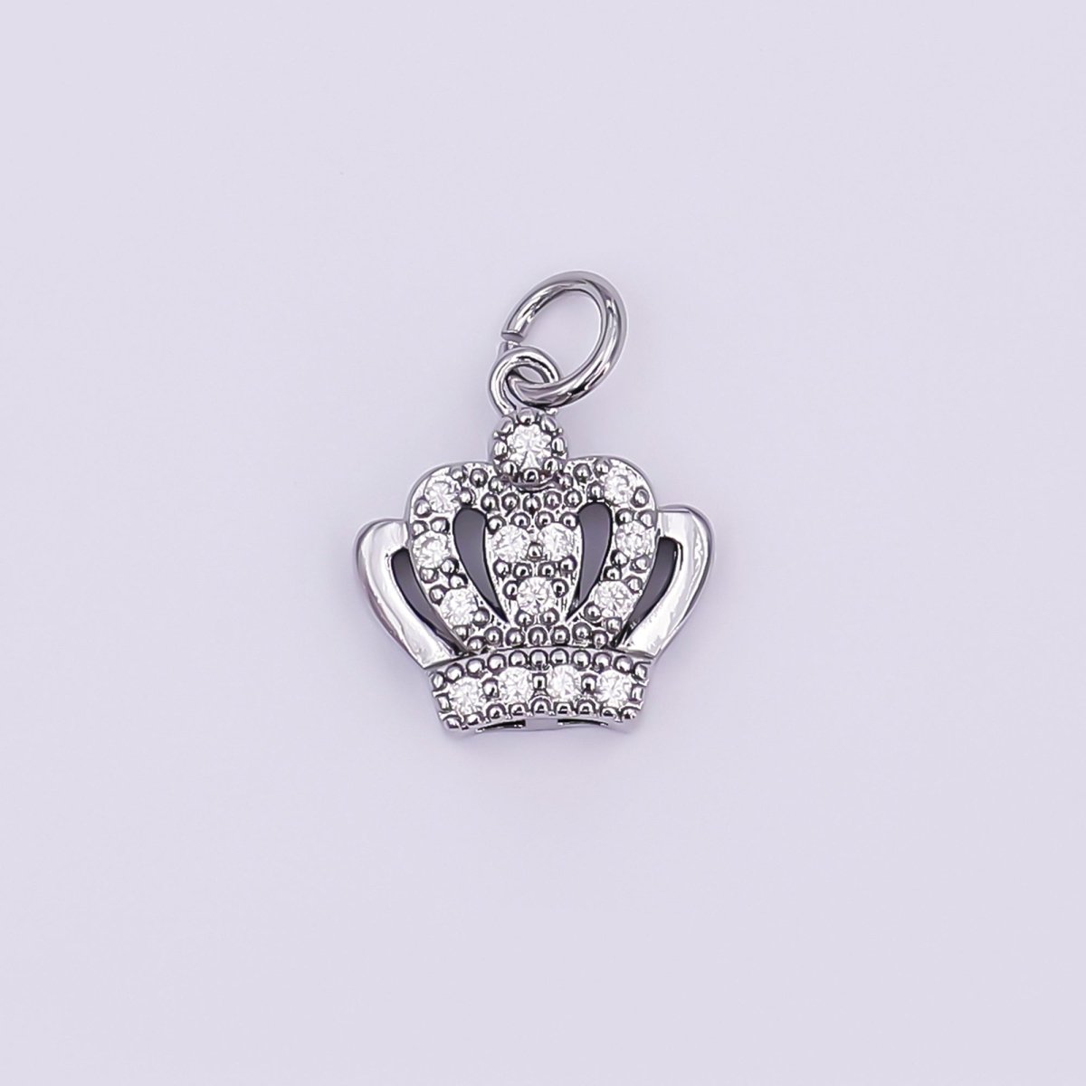 24K Gold Filled Micro Paved CZ Royal Crown Charm in Gold & Silver | AJ326