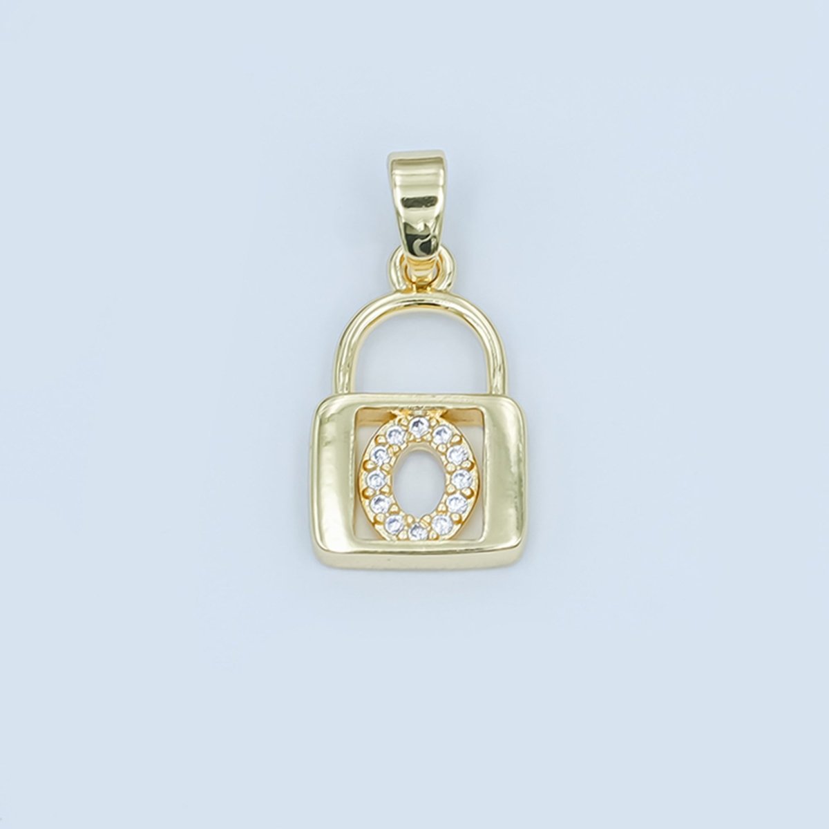24K Gold Filled Micro Paved Initial Letter Padlock Pendant | A001 - A013