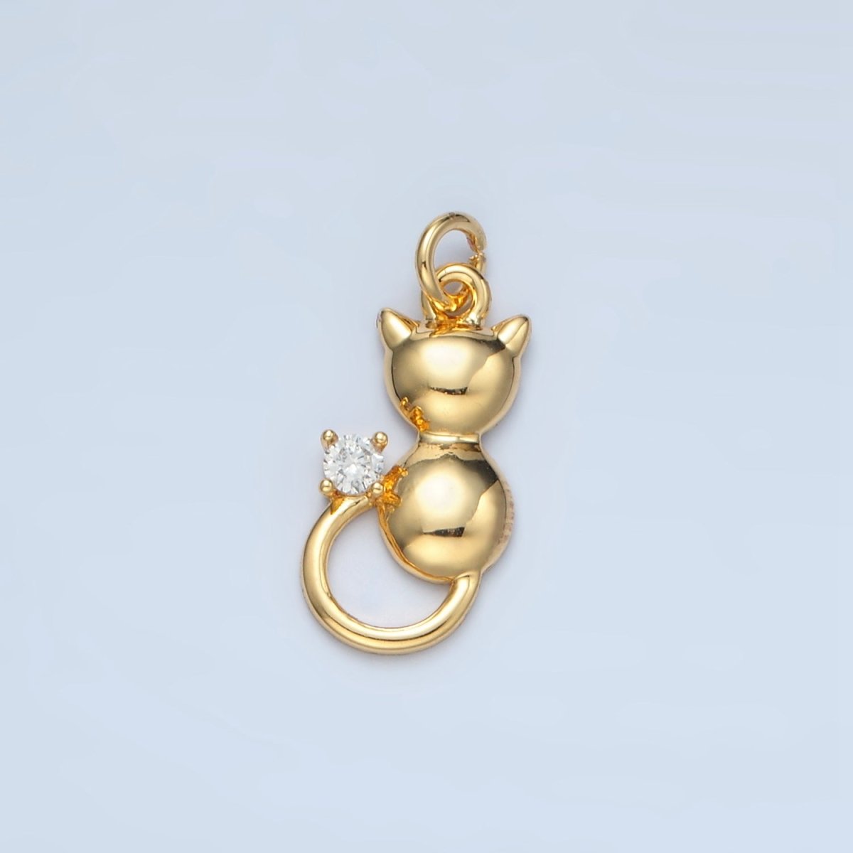 24K Gold Filled 16.5mm Mini CZ Kitten Cat Pet Animal Charm in Gold & Silver | E380