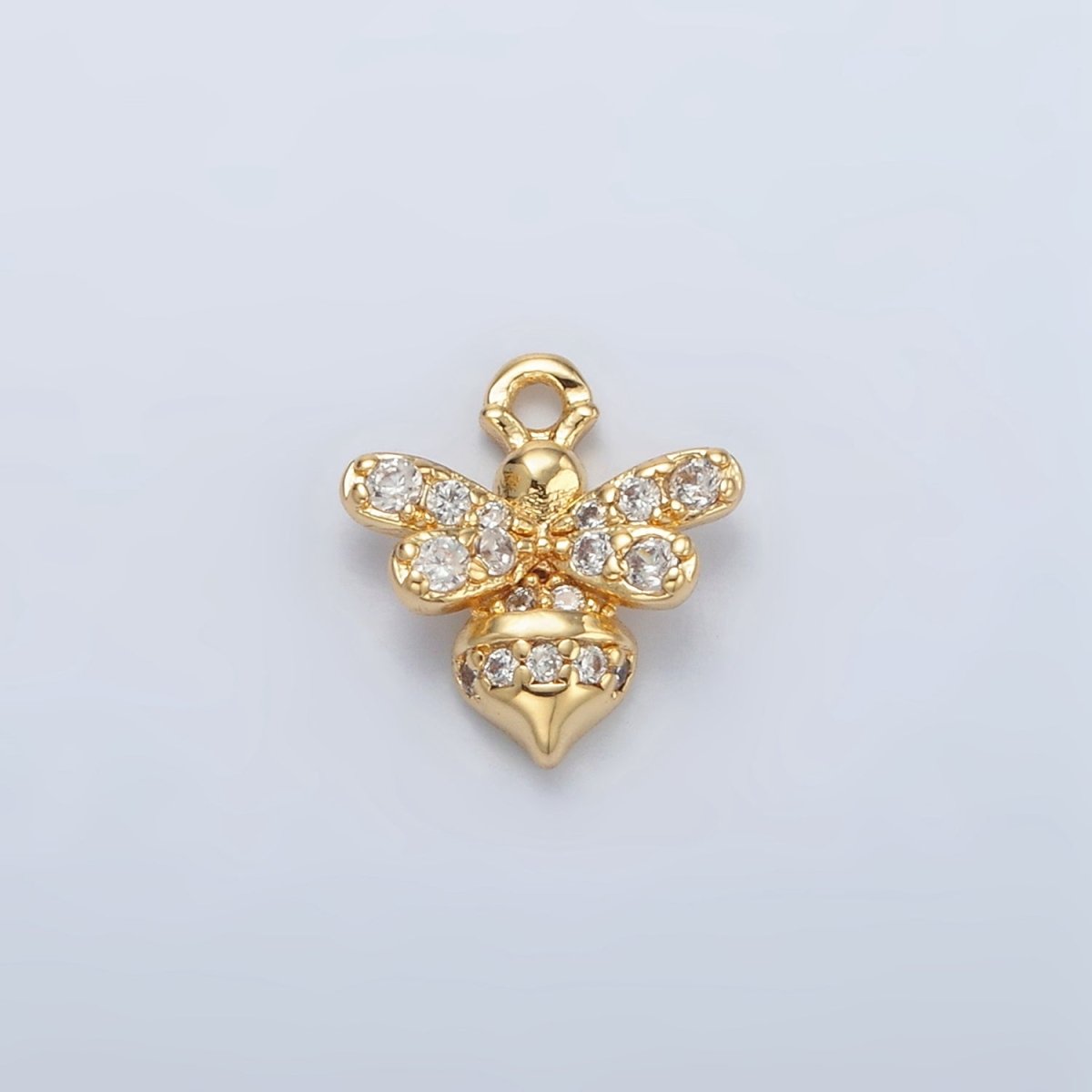 24K Gold Filled 11m Micro Paved CZ Bumble Queen Bee Charm in Gold & Silver | AG869