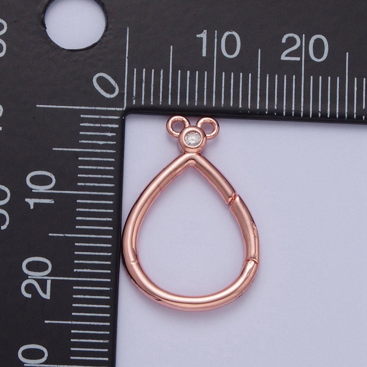 24K Gold Filled Mini Round Cubic Zirconia Teardrop Spring Gate Ring Closure L-798~L-801