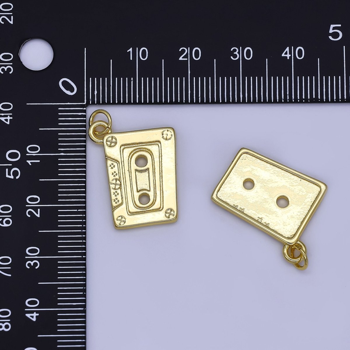 24K Gold Filled Minimalist Cassette Tape Charm | N1299