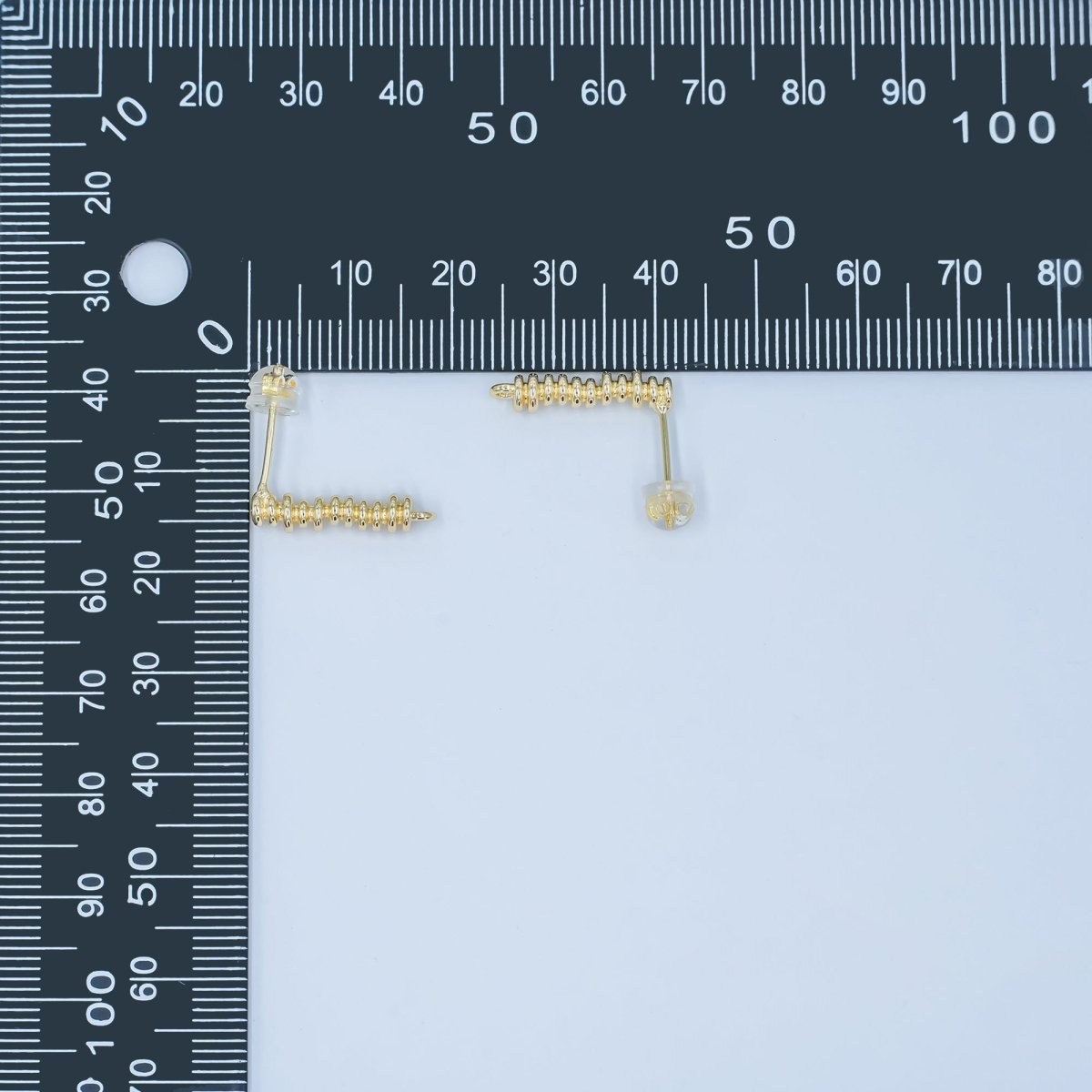 24K Gold Filled Minimalist Coil Wrap Linear Drop Stud Earring Findings | Z1127