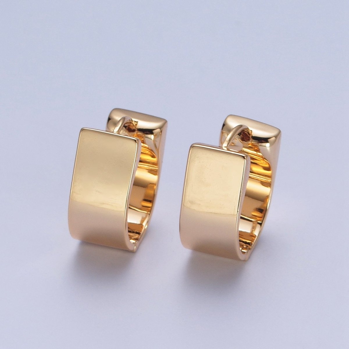 24K Gold Filled Minimalist Geometric Thick Huggie Hoops Earrings P-313