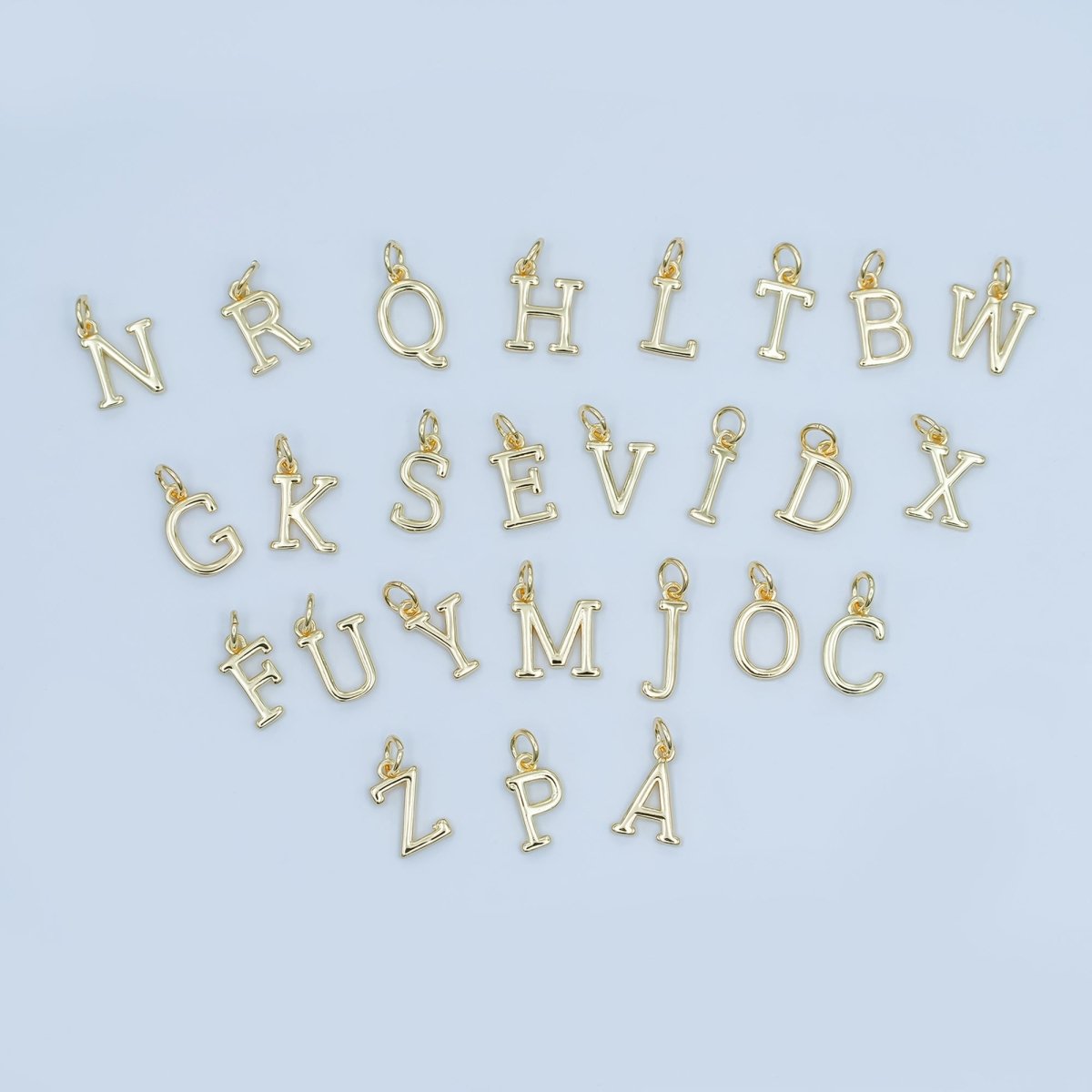 24K Gold Filled 12mm Minimalist Initial Letter Charm | A043-A055