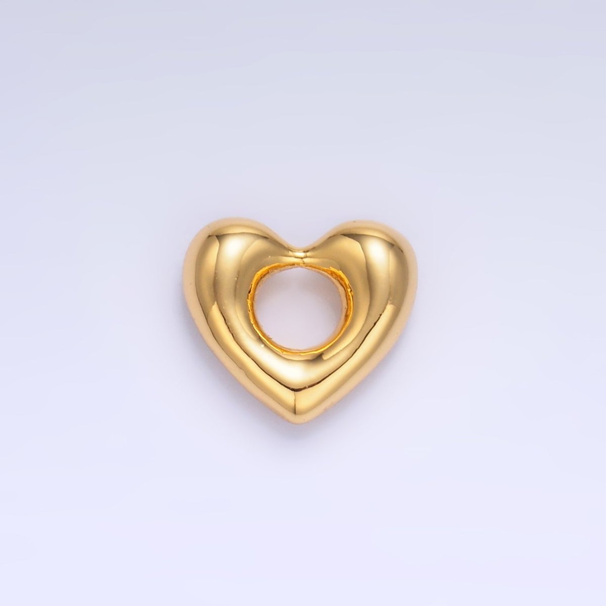 24K Gold Filled 11.5mm Minimalist Molten Heart Bead in Gold & Silver | B207