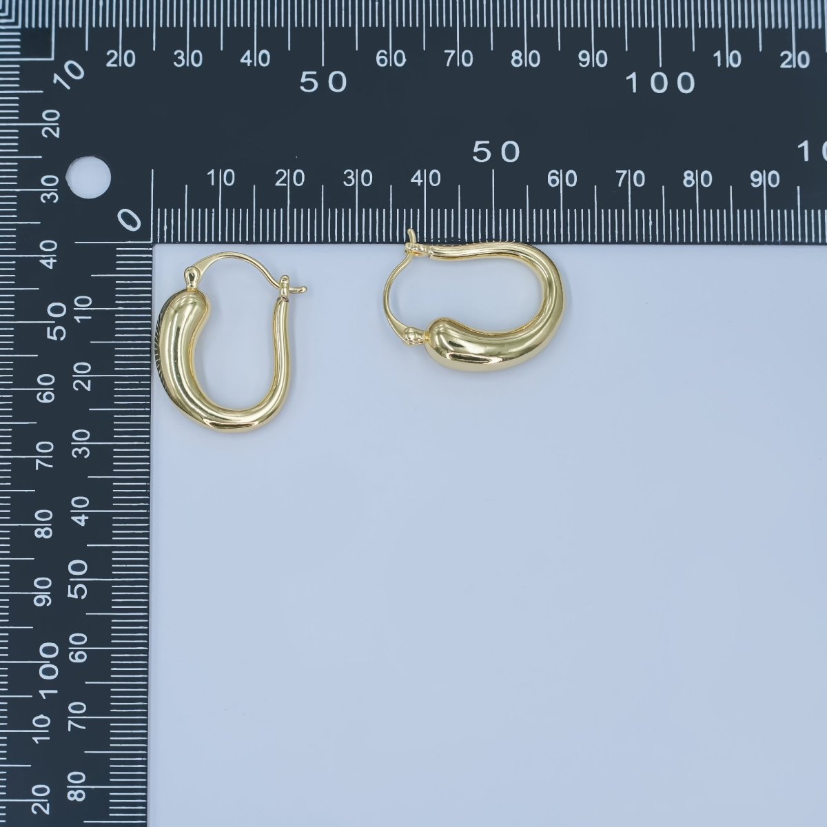 24K Gold Filled Molten U-Shaped Latch Hoop Earrings | AD1207