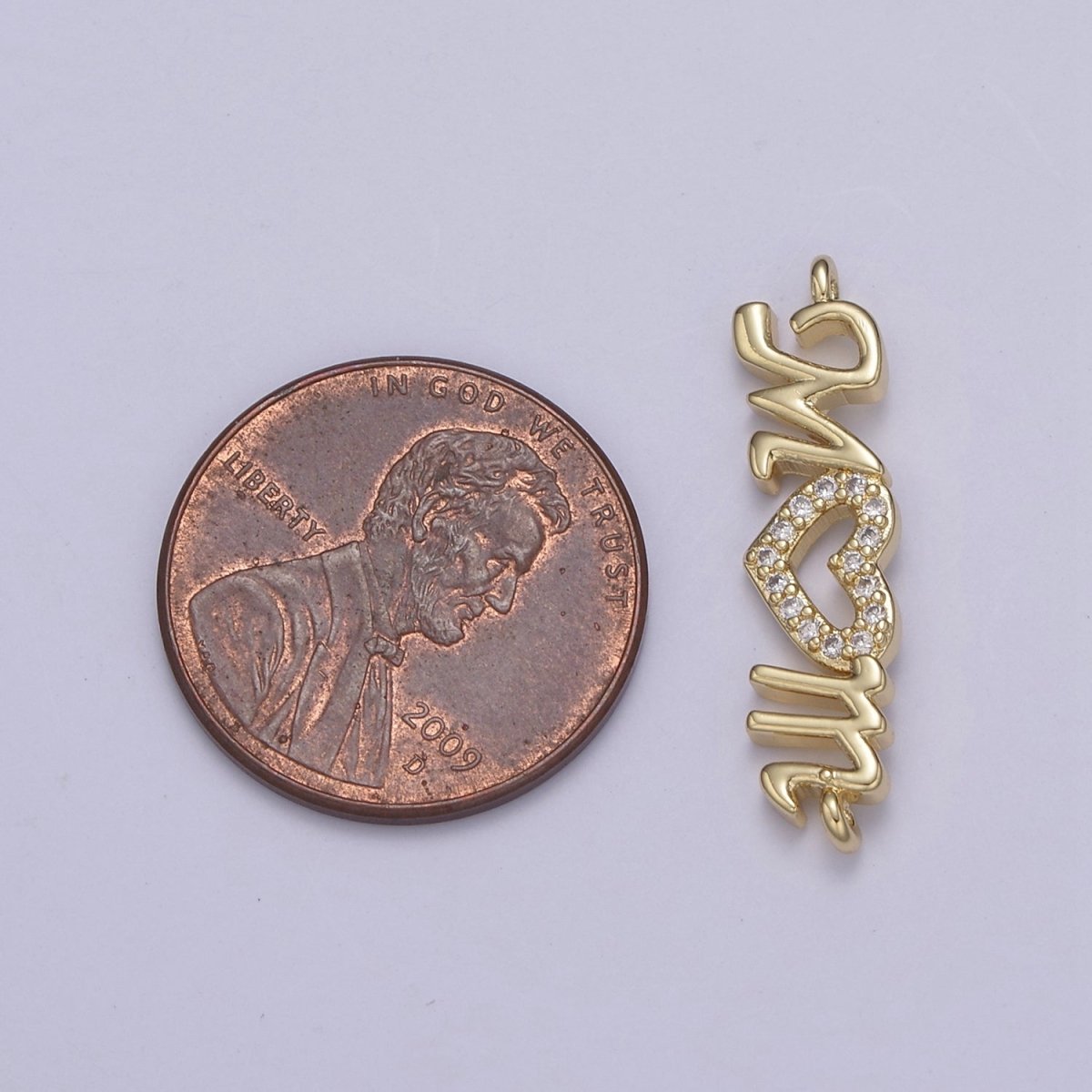 24K Gold Filled Mom Link Connector Silver Micro Pave CZ Heart Charm Connector Mother with Heart Micro Pave CZ Connector F-815 F-816