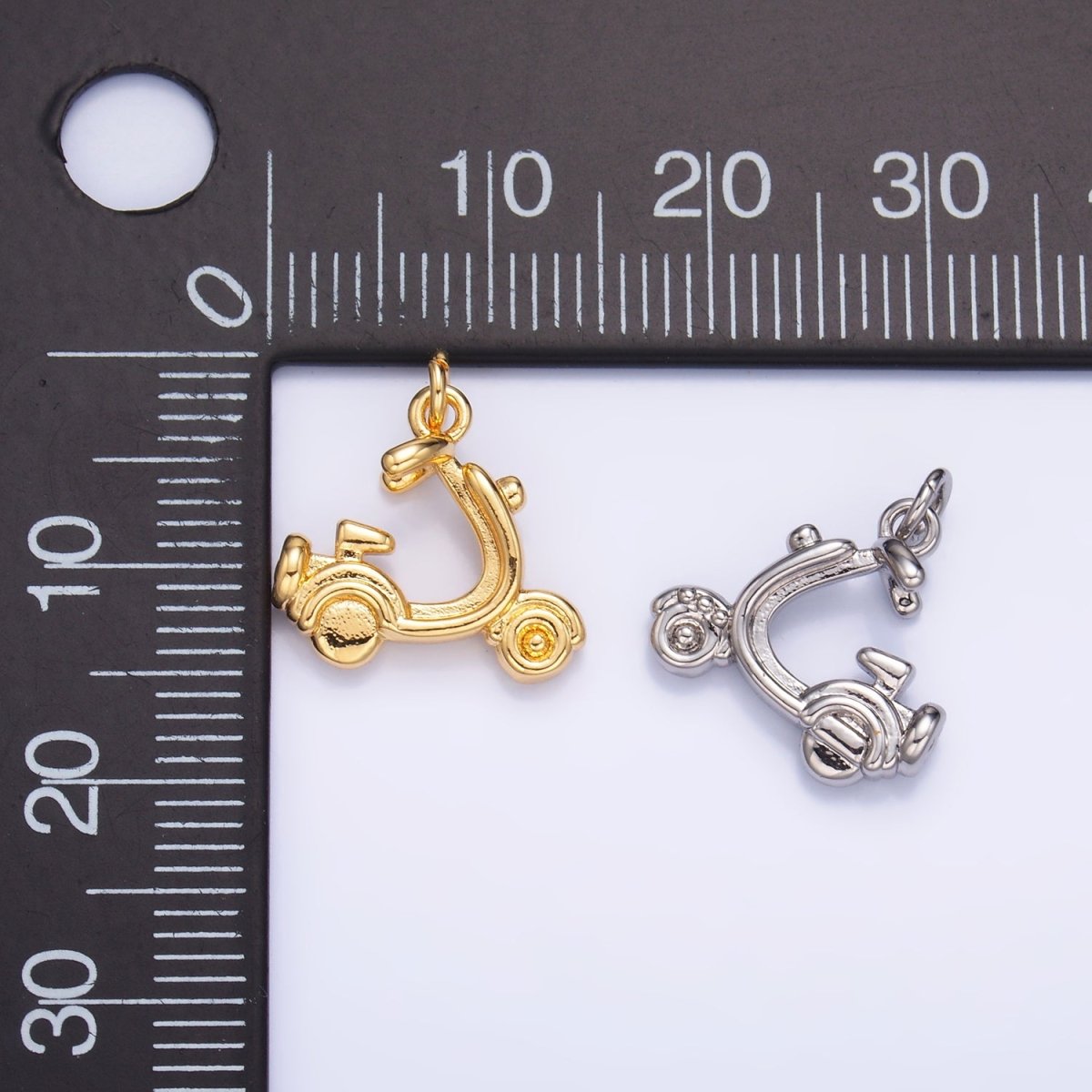 24K Gold Filled 13mm Motorcycle Scooter Bike Vehicle Multidimensional 3D Charm in Gold & Silver | W315