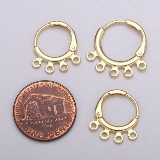 24K Gold Filled Multi loop Connector Open Link Earring Component, Earring Chandelier for Charm 2,3,4,5 hole Open Link Lever Back Earring K-642 K-668 K-706 K-731