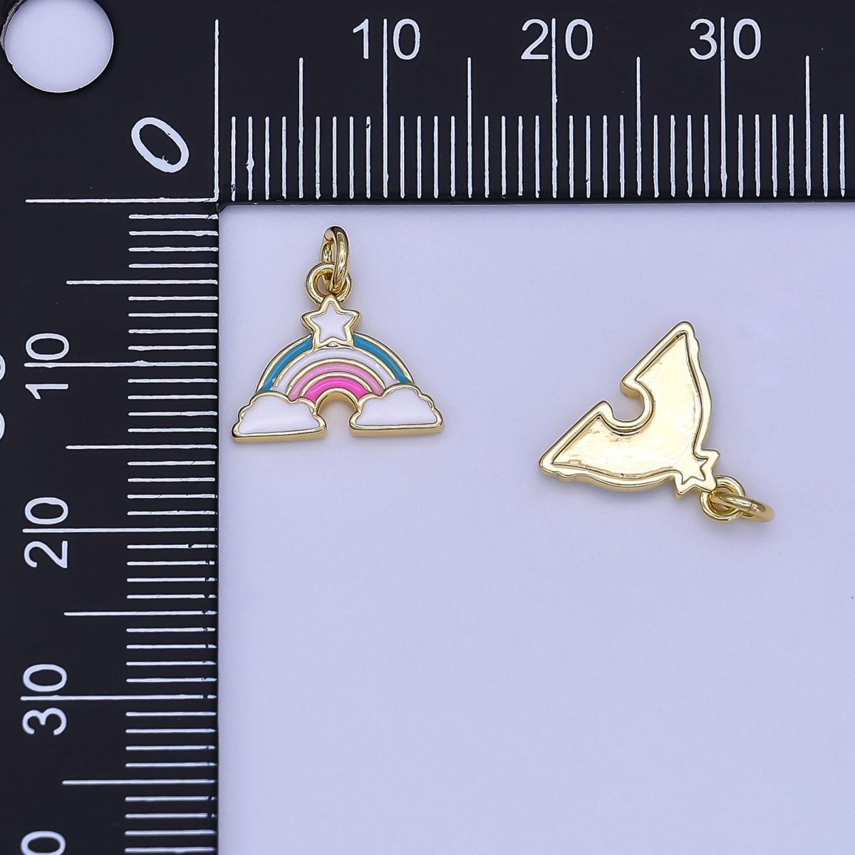 24K Gold Filled Multicolor Enamel Star Rainbow Mini Charm | N1651