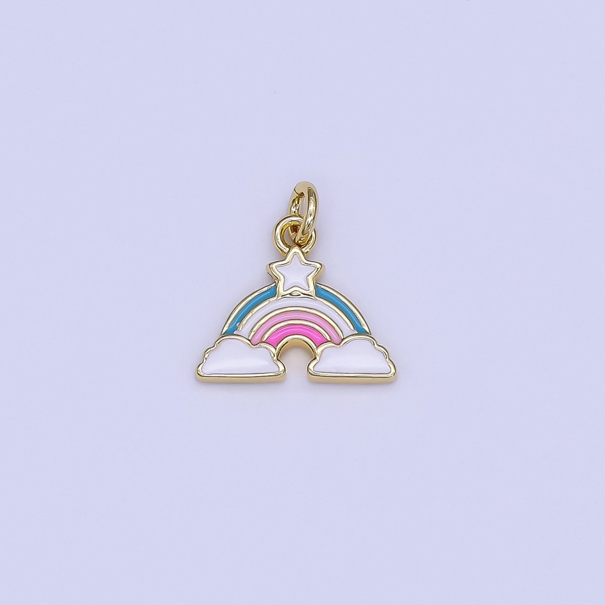 24K Gold Filled Multicolor Enamel Star Rainbow Mini Charm | N1651
