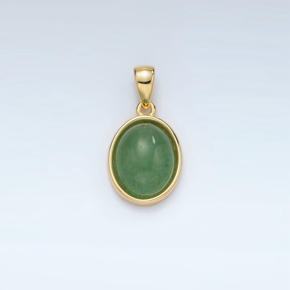 24K Gold Filled Natural Gemstone Oval Bezel Pendant | AA1395 - AA1401