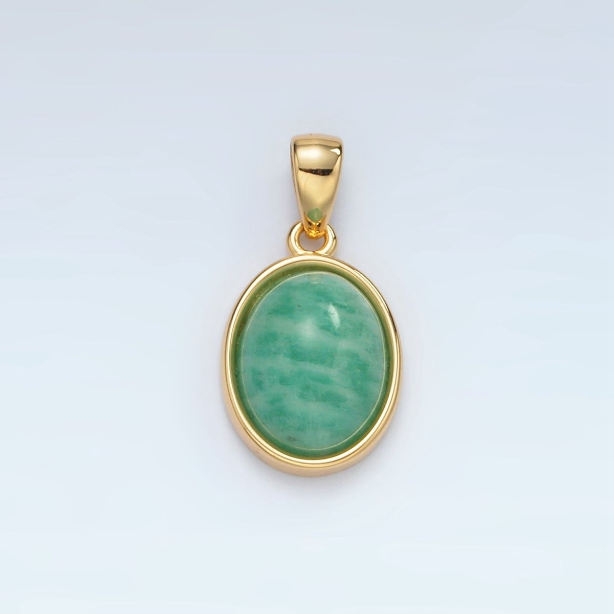 24K Gold Filled Natural Gemstone Oval Bezel Pendant | AA1395 - AA1401