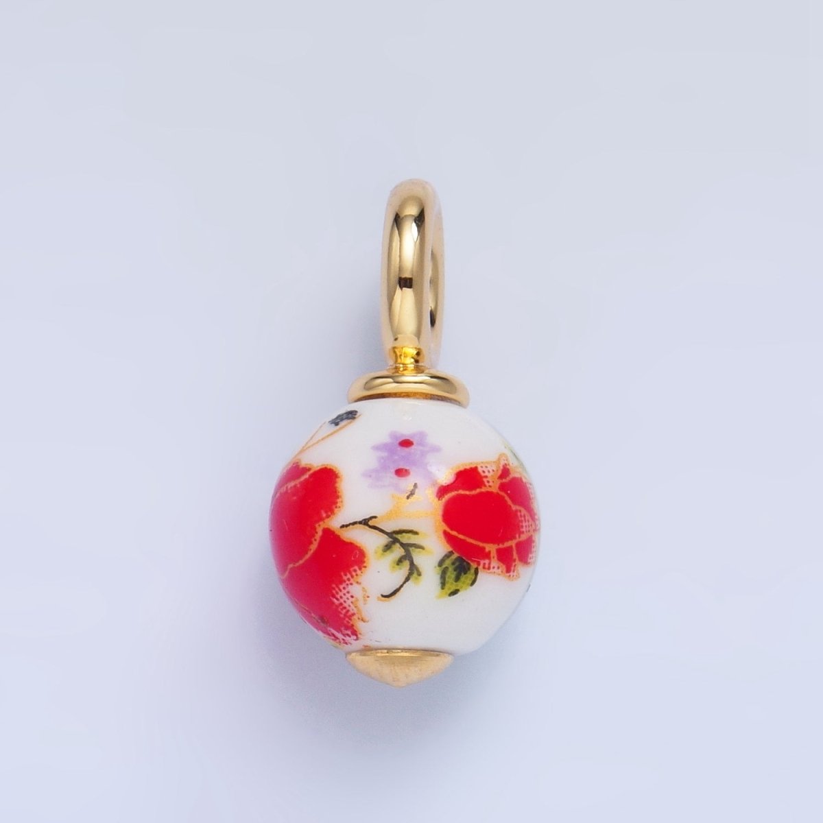 24K Gold Filled Nature Floral Mushroom Pet Sea Sell Ceramic Drop Charm