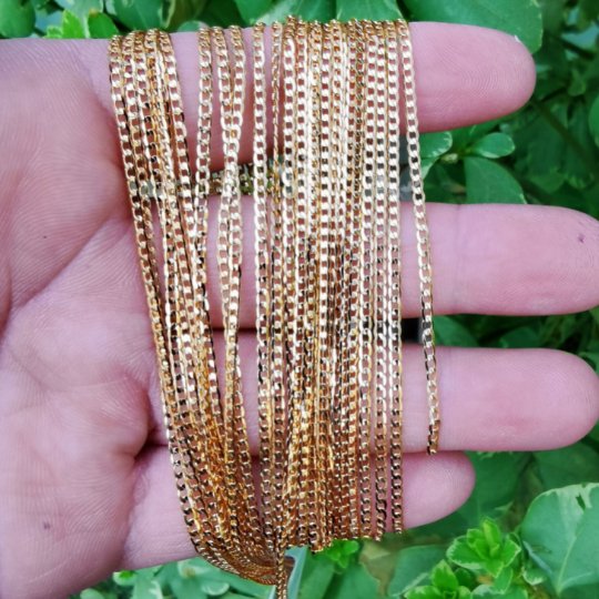 24K Gold Filled Necklace, Curb Chain Necklace, Gold Curb Chain Layering Necklace, 17.8" Dainty 2mm Curb Necklace w/ Lobster Clasps | CN-832 Clearance Pricing