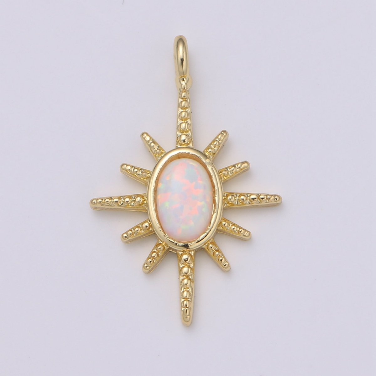 24K Gold Filled Opal White Blue Star Pendant Northstar Charme E-028