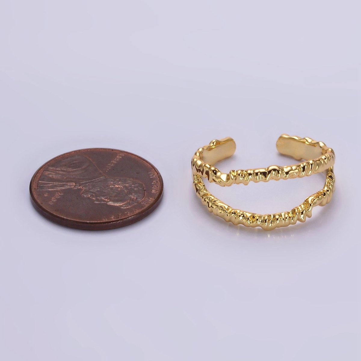 24K Gold Filled Open Double Molten Drip Band in Gold & Silver Ring | O-623 O-624