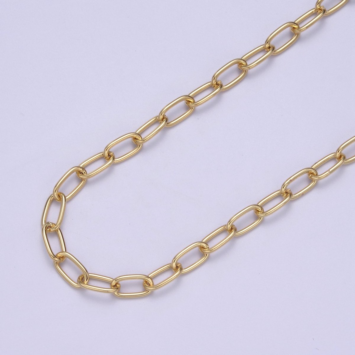 24K Gold Filled PaperClip Chain, 5mm Width Unfinished Chain For Jewelry Making Supply Component | ROLL-649 Clearance Pricing