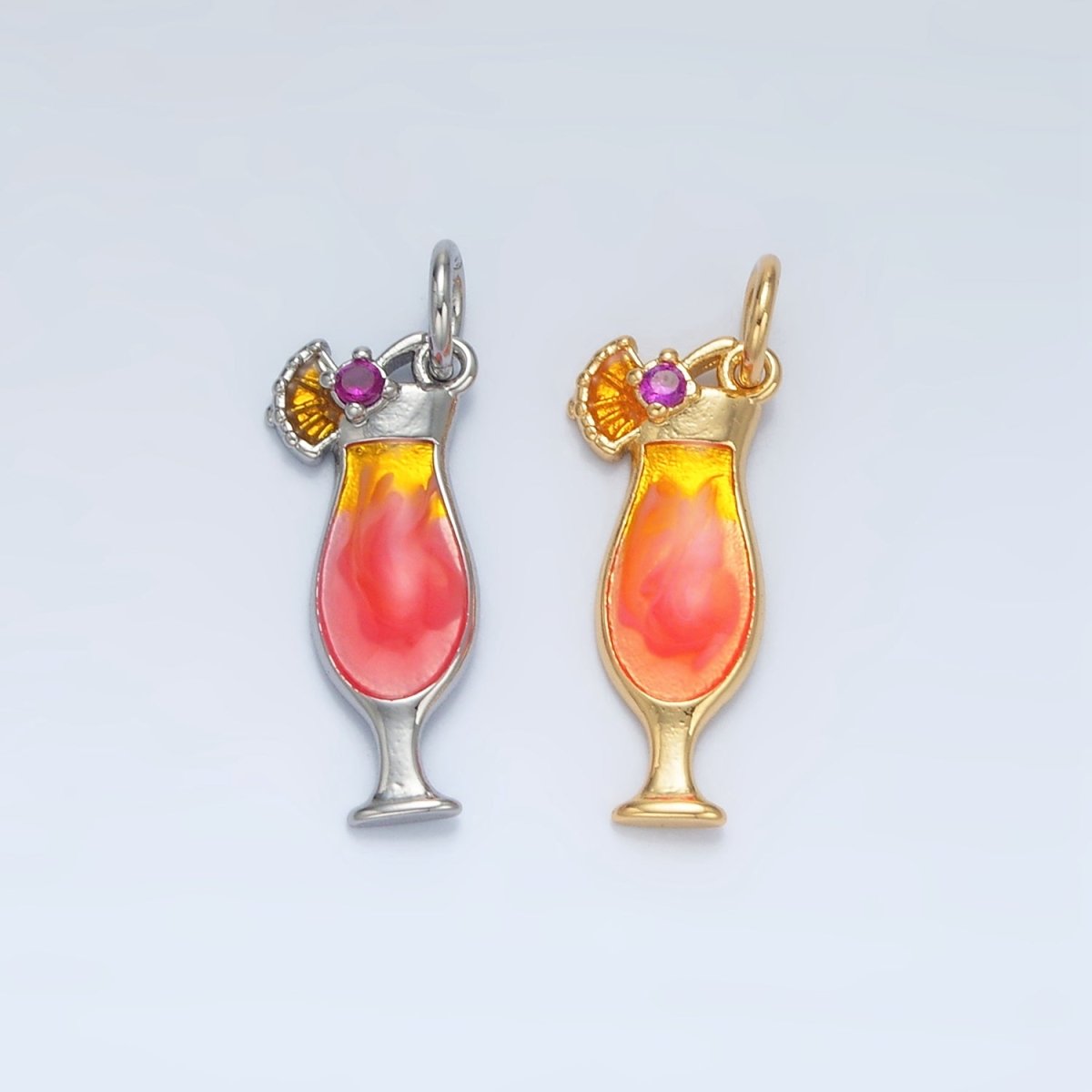 24K Gold Filled 18mm Pina Colada Alcohol Drink Charm in Gold & Silver | E202