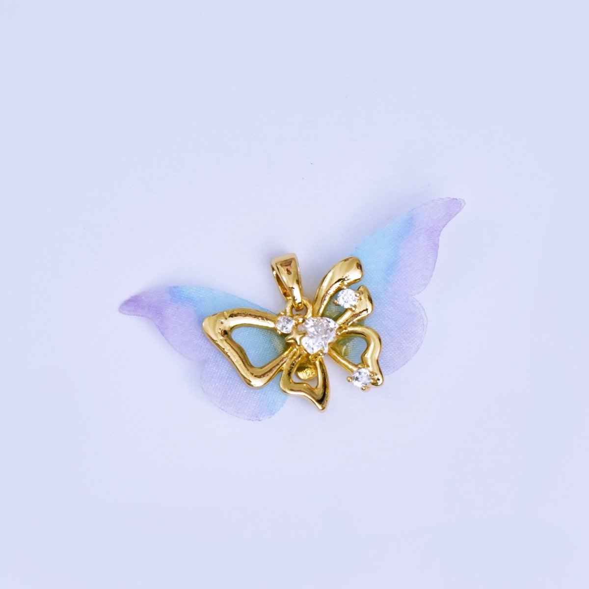 24K Gold Filled Pink, Purple, Black Dreamy Butterfly Mariposa Pendant | AA1638 - AA1641