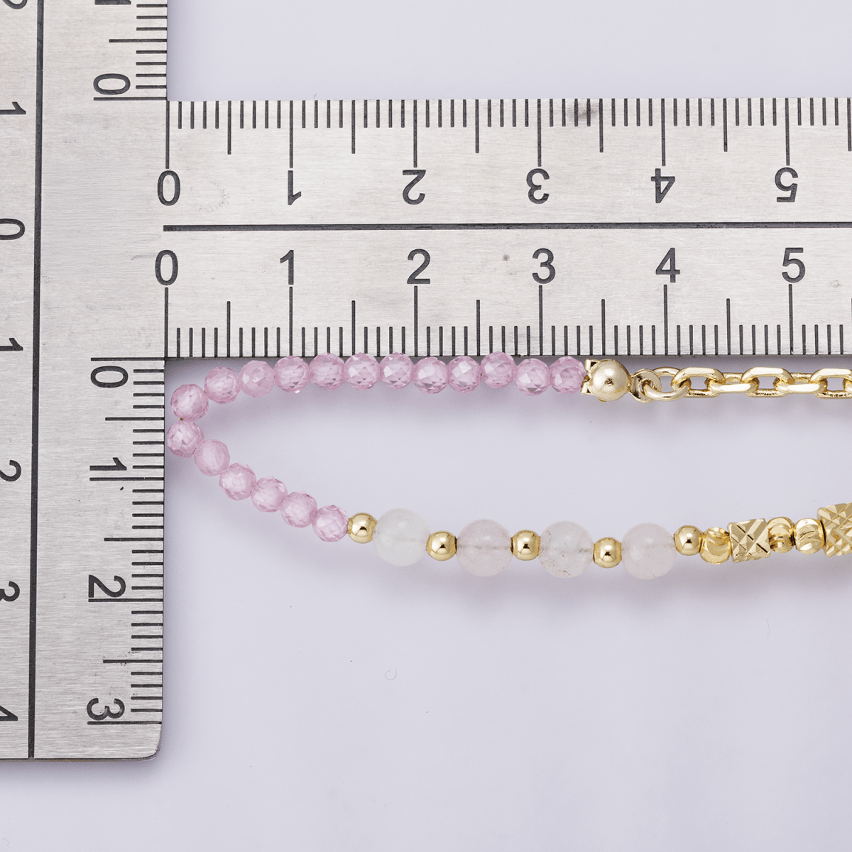 24K Gold Filled Pink Quartz Multifaceted Natural Gemstone 16.5 Inch Necklace w. Extender | WA-04175