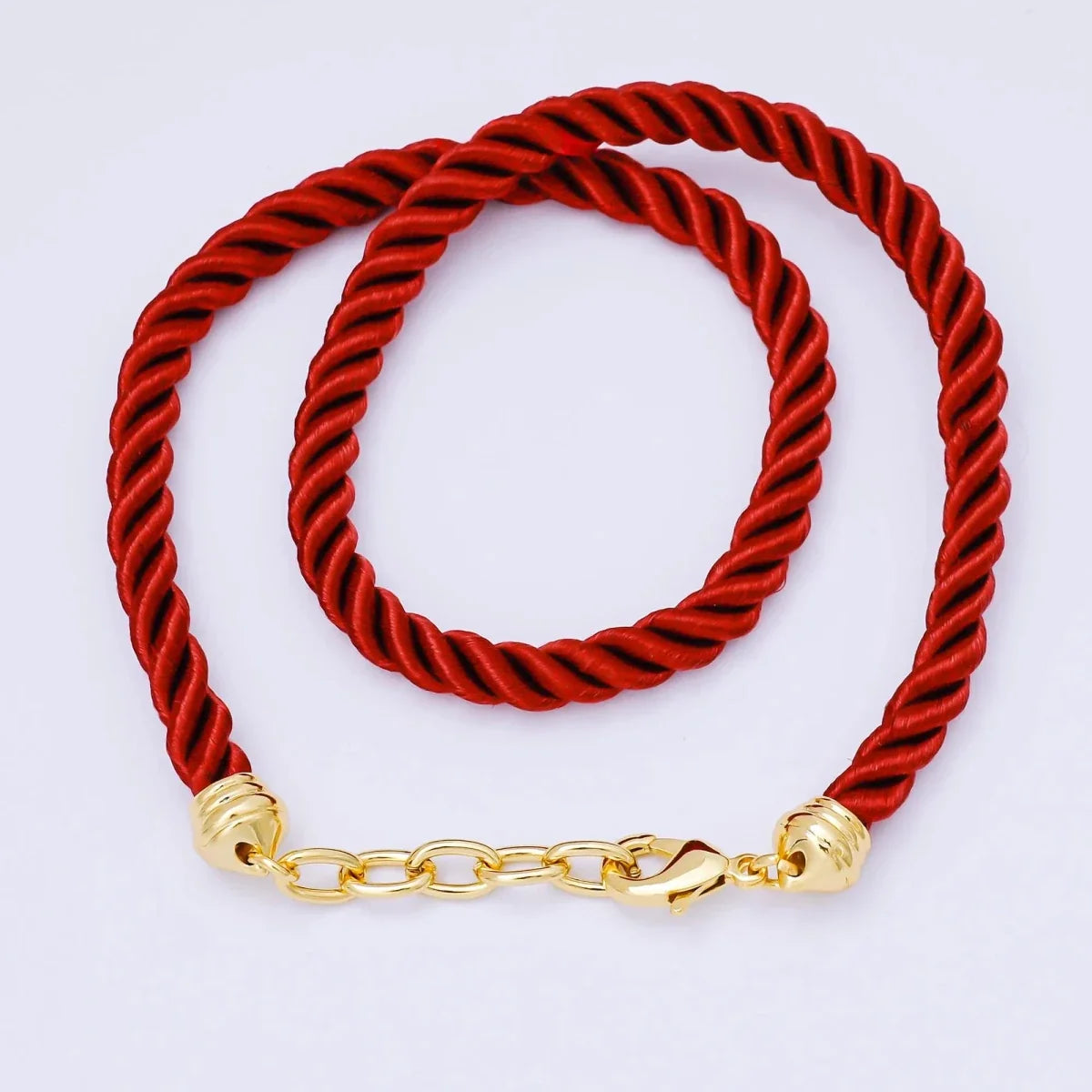 24K Gold Filled Red, Blue, Pink, Beige Twisted Braided Cord Chain | WA-02440 ~ WA-03830