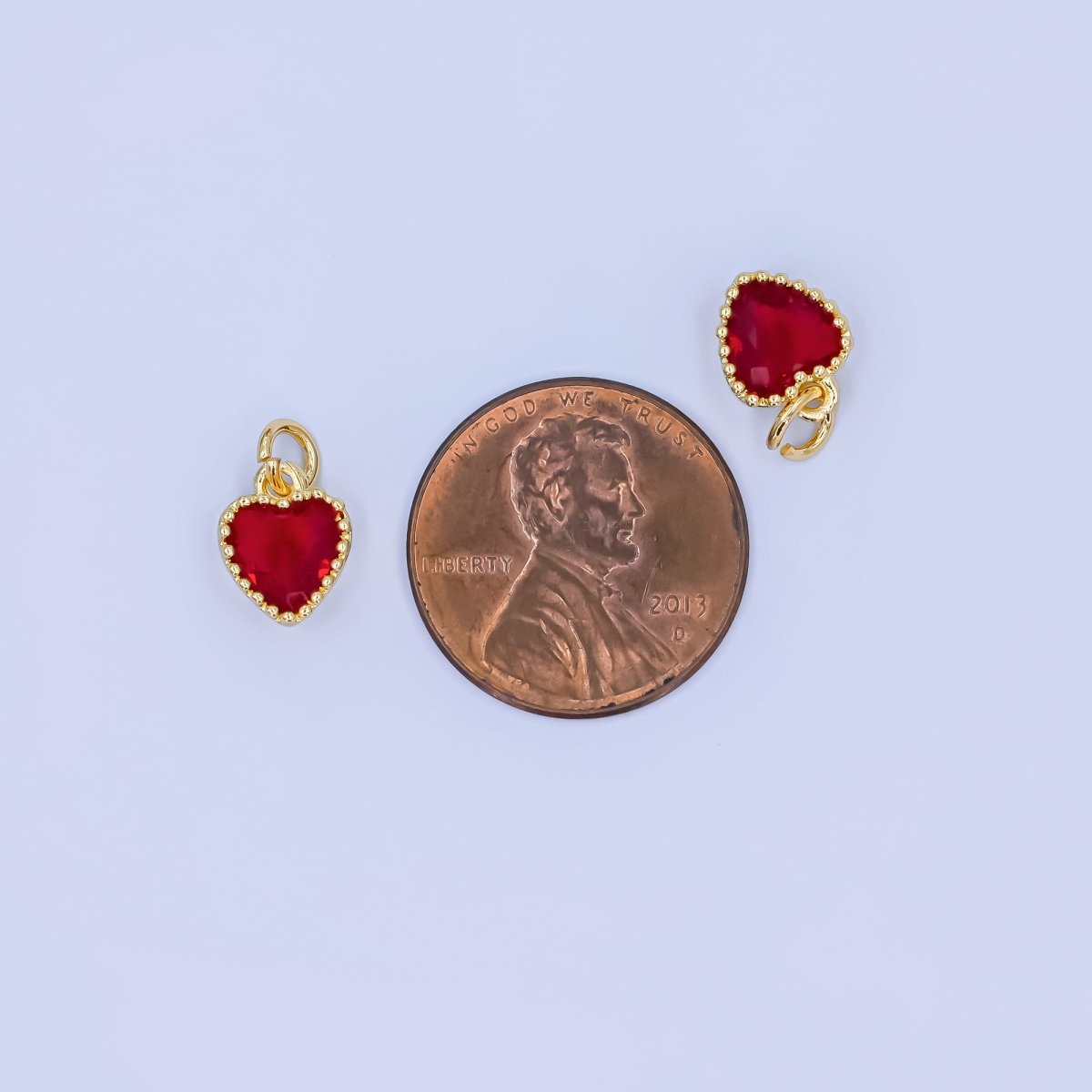 24K Gold Filled Red CZ Heart Mini Charm | N042