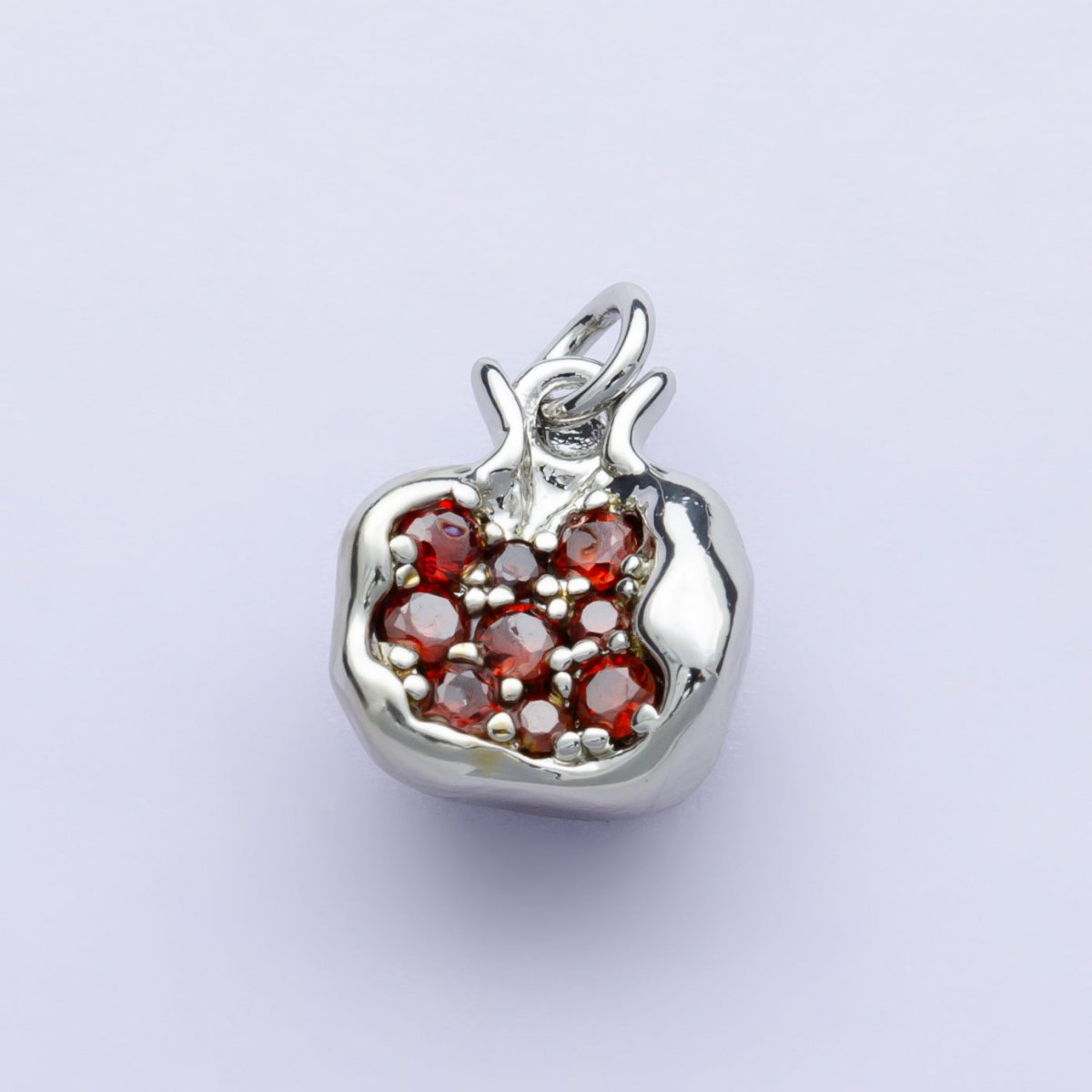 24K Gold Filled Red CZ Pomegranate Fruit Charm in Gold & Silver | C016