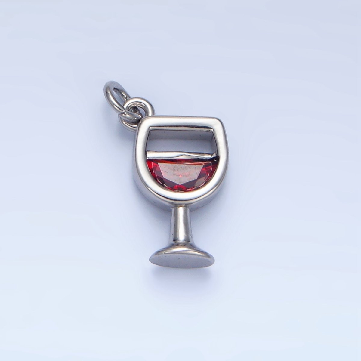 24K Gold Filled 14mm Red CZ Red Wine Alcoholic Drink Charm in Gold & Silver | W080