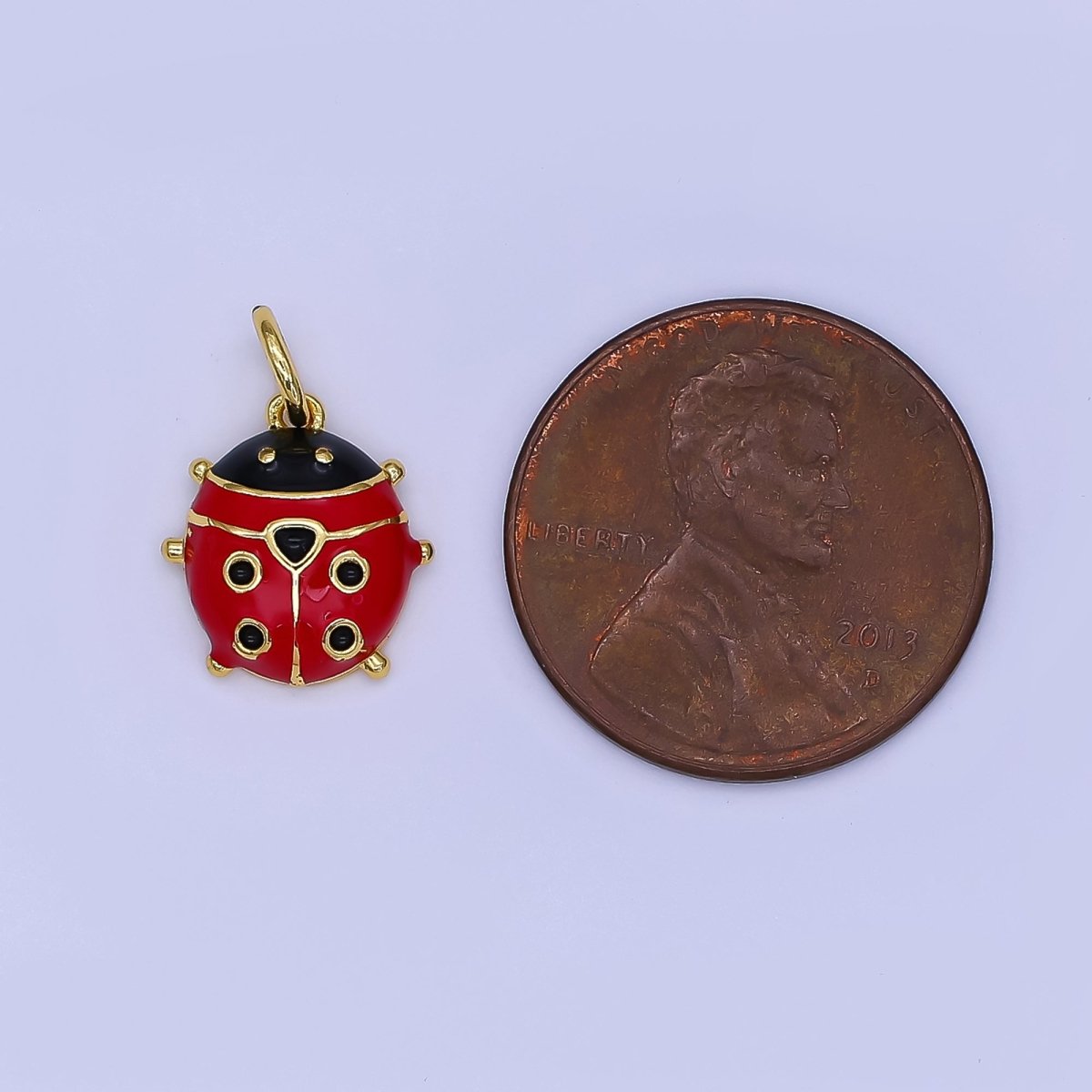 24K Gold Filled Red Ladybug Garden Insect Enamel Charm | N1714
