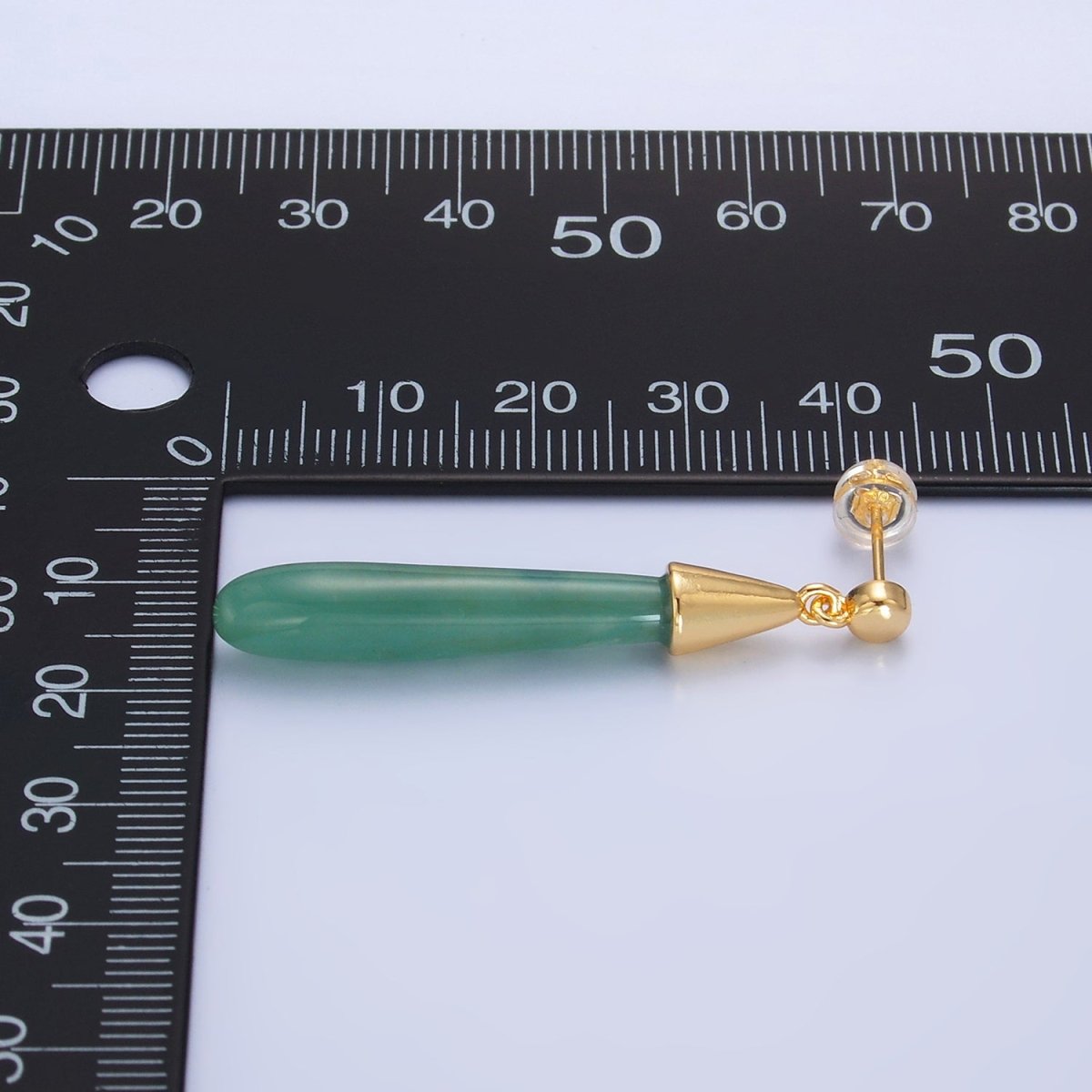 24K Gold Filled Resin Tube Drop Stud Earrings | V190 - V494
