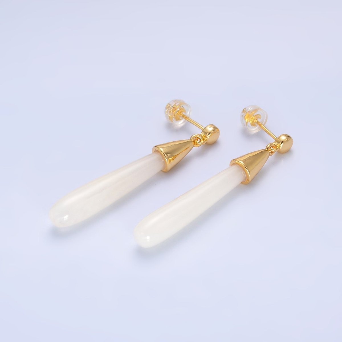 24K Gold Filled Resin Tube Drop Stud Earrings | V190 - V494