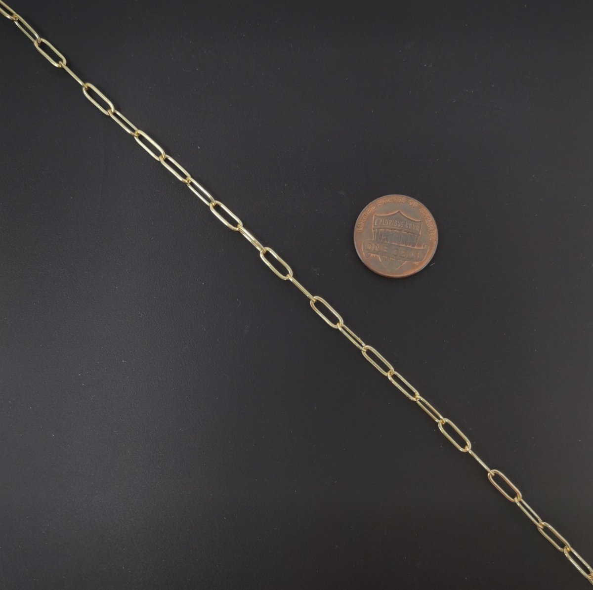 24K Gold Filled Rolo Cable Chain by Yard, Gold Filled Cable Rolo Chain, Wholesale Bulk Roll Chain for DIY Jewelry, Thickness 0.5mm, PAPER CLIP Chain | ROLL-005, ROLL-034, ROLL-049