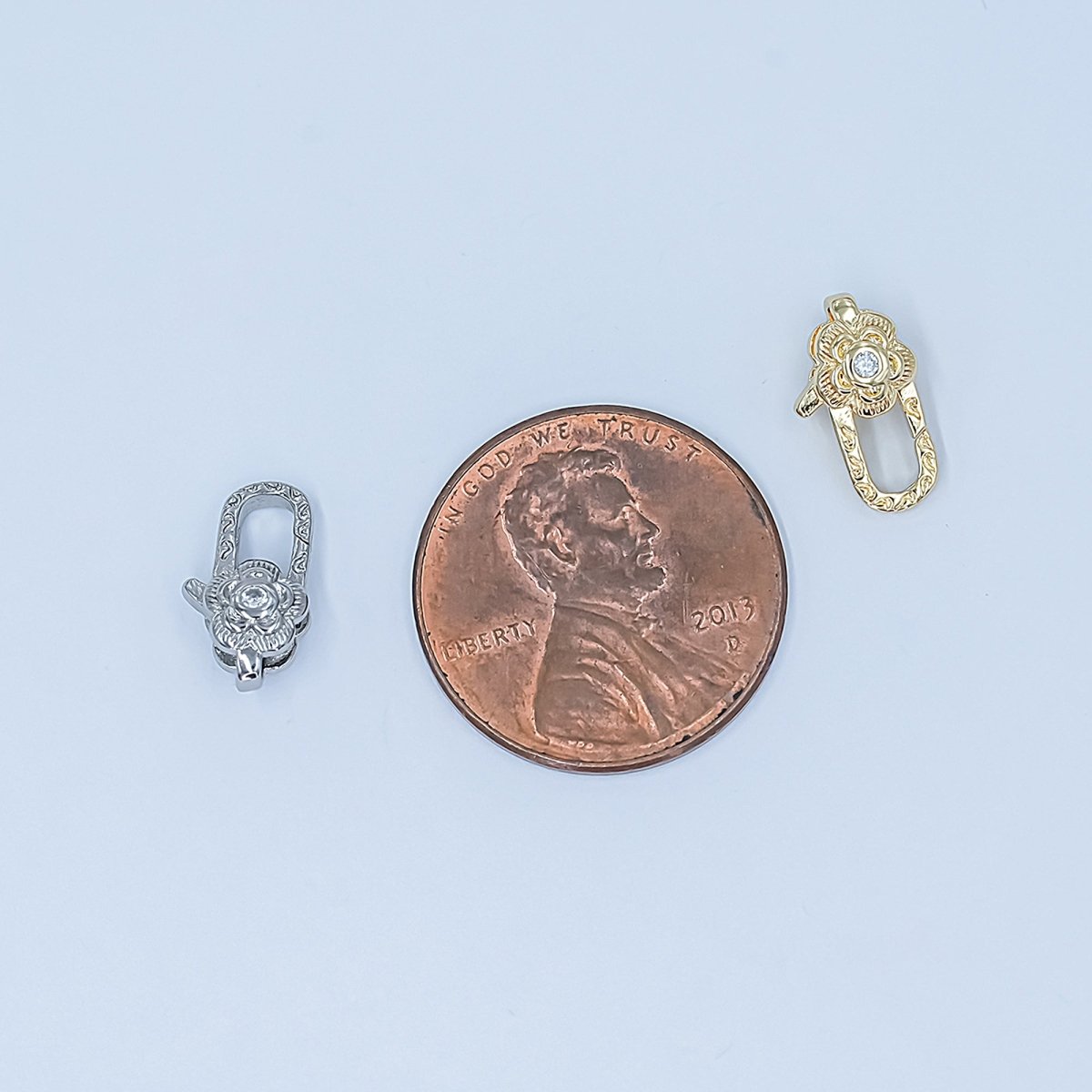 24K Gold Filled Rose Flower CZ Lobster Clasps Finding in Gold & Silver | Z1141