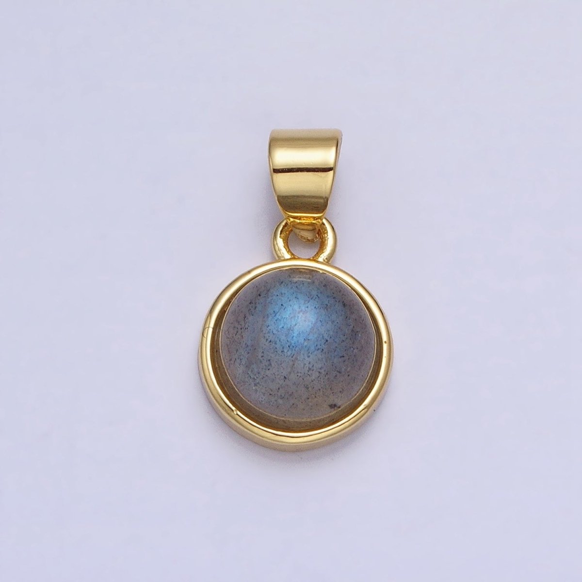 24K Gold Filled Rose Quartz, Aventurine, Labradorite, Blue Agate, Amethyst Round Pendant | AA195 - AA199