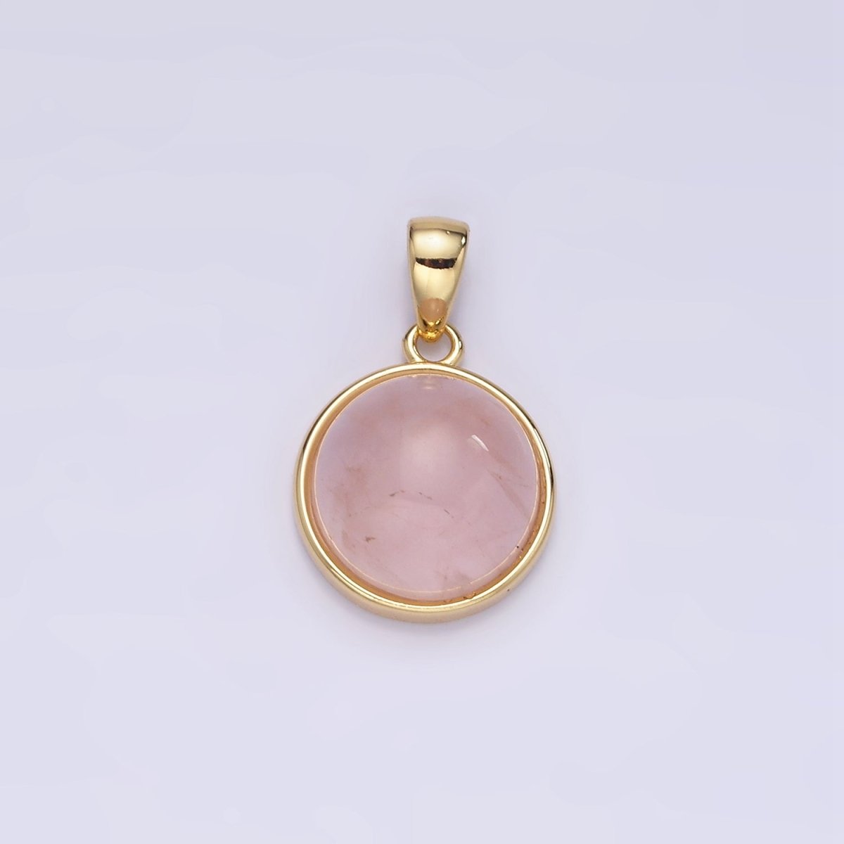 24K Gold Filled Round Natural Gemstone Bezel Pendant | AA062 - AA068