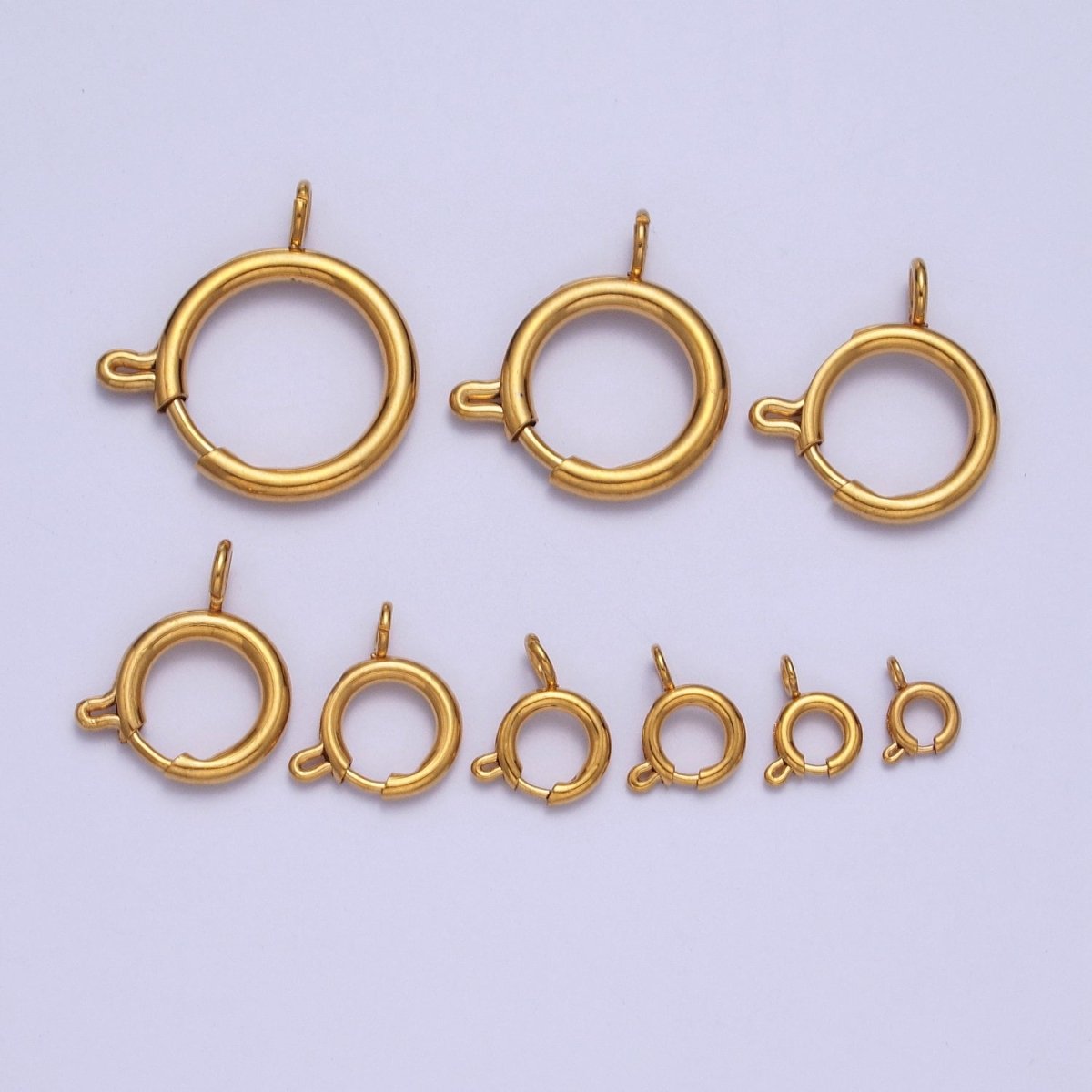 24K Gold Filled Round Spring Ring Closure Clasps For DIY Jewelry Making L-892-L-899 L-905