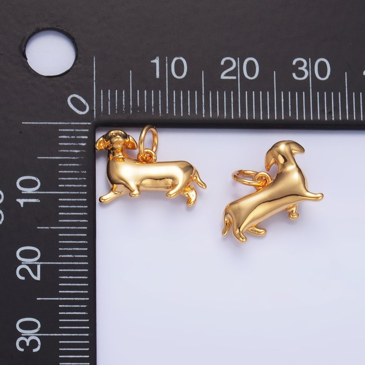 24K Gold Filled Sausage Weiner Dachshund Pet Dog 3D Multidimensional Charm | W388