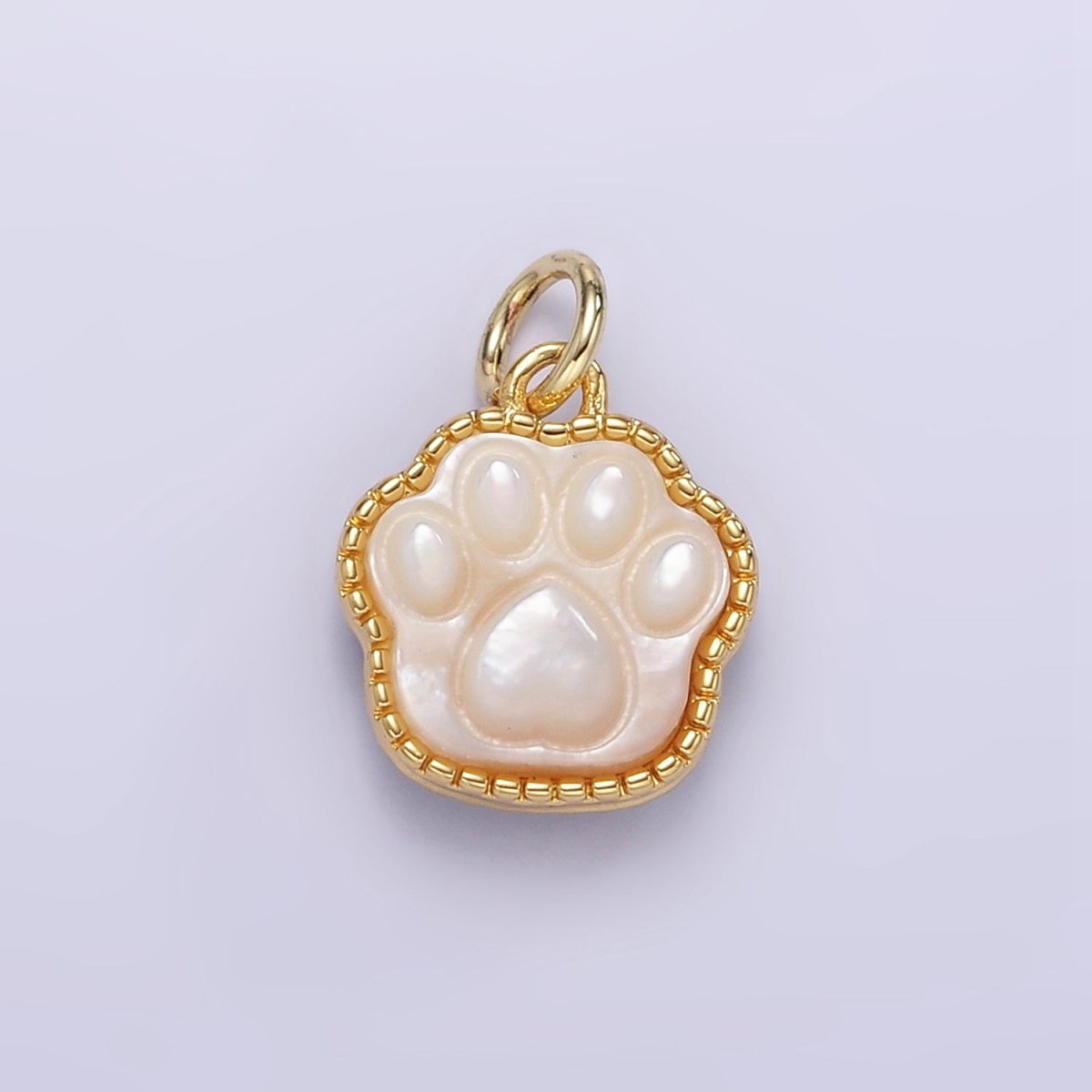 24K Gold Filled Shell Pearl, Abalone Paw Print Mini Charm | M111 M112 AC729