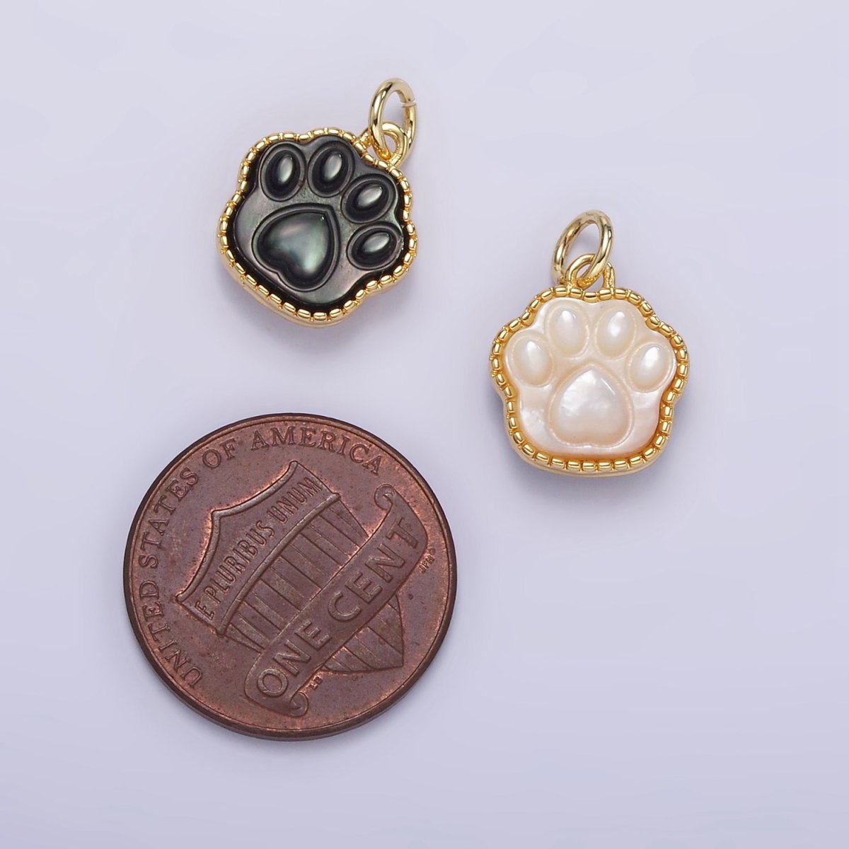 24K Gold Filled Shell Pearl, Abalone Paw Print Mini Charm | M111 M112 AC729