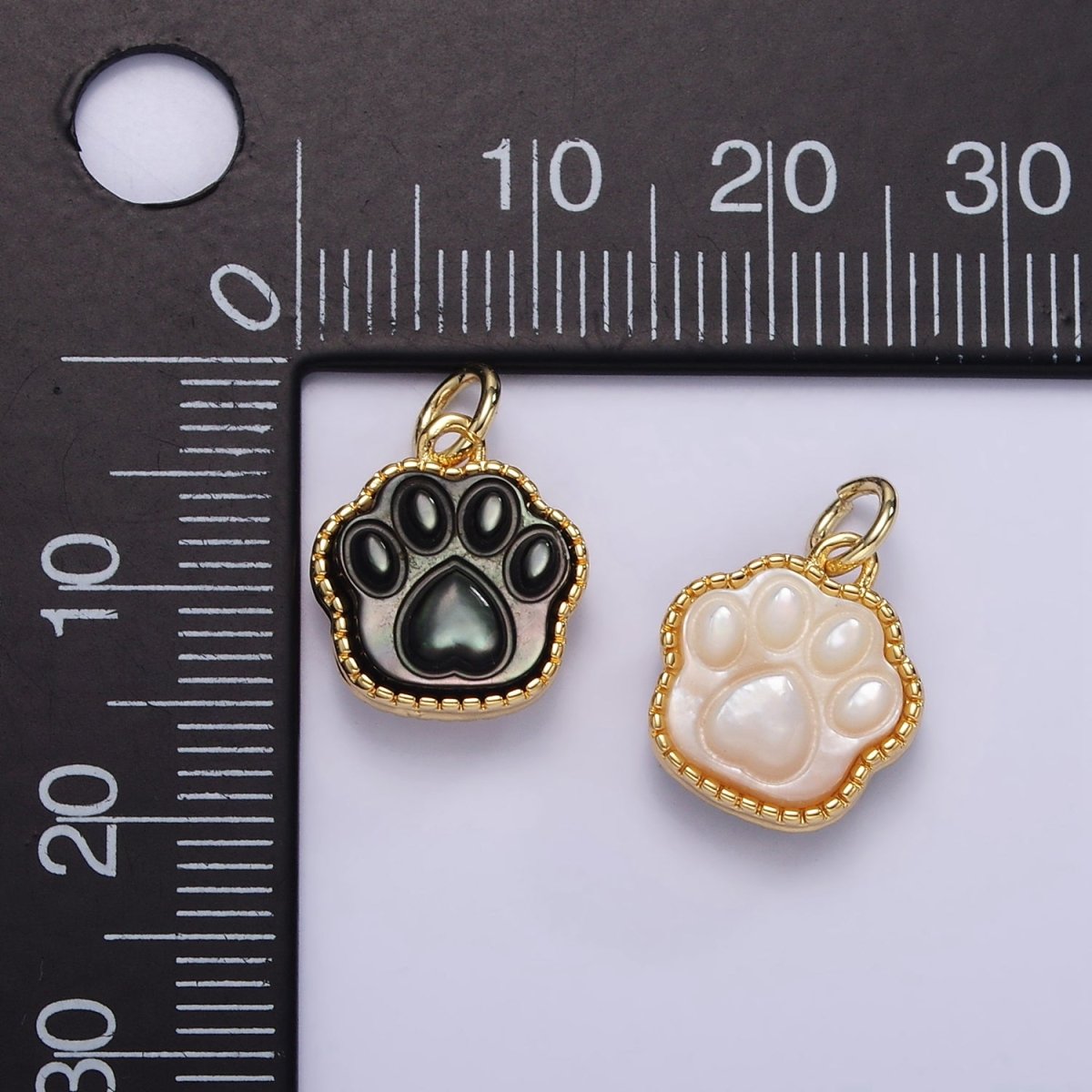 24K Gold Filled Shell Pearl, Abalone Paw Print Mini Charm | M111 M112 AC729