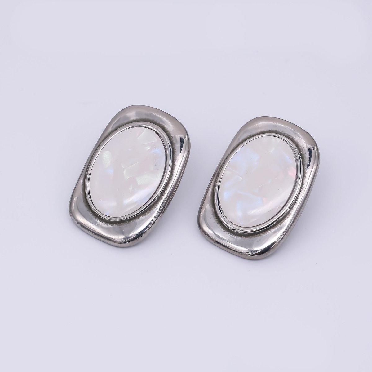 24K Gold Filled Shell Pearl Abstract Modern Stud Earrings in Gold & Silver | AJ-089 AJ-090